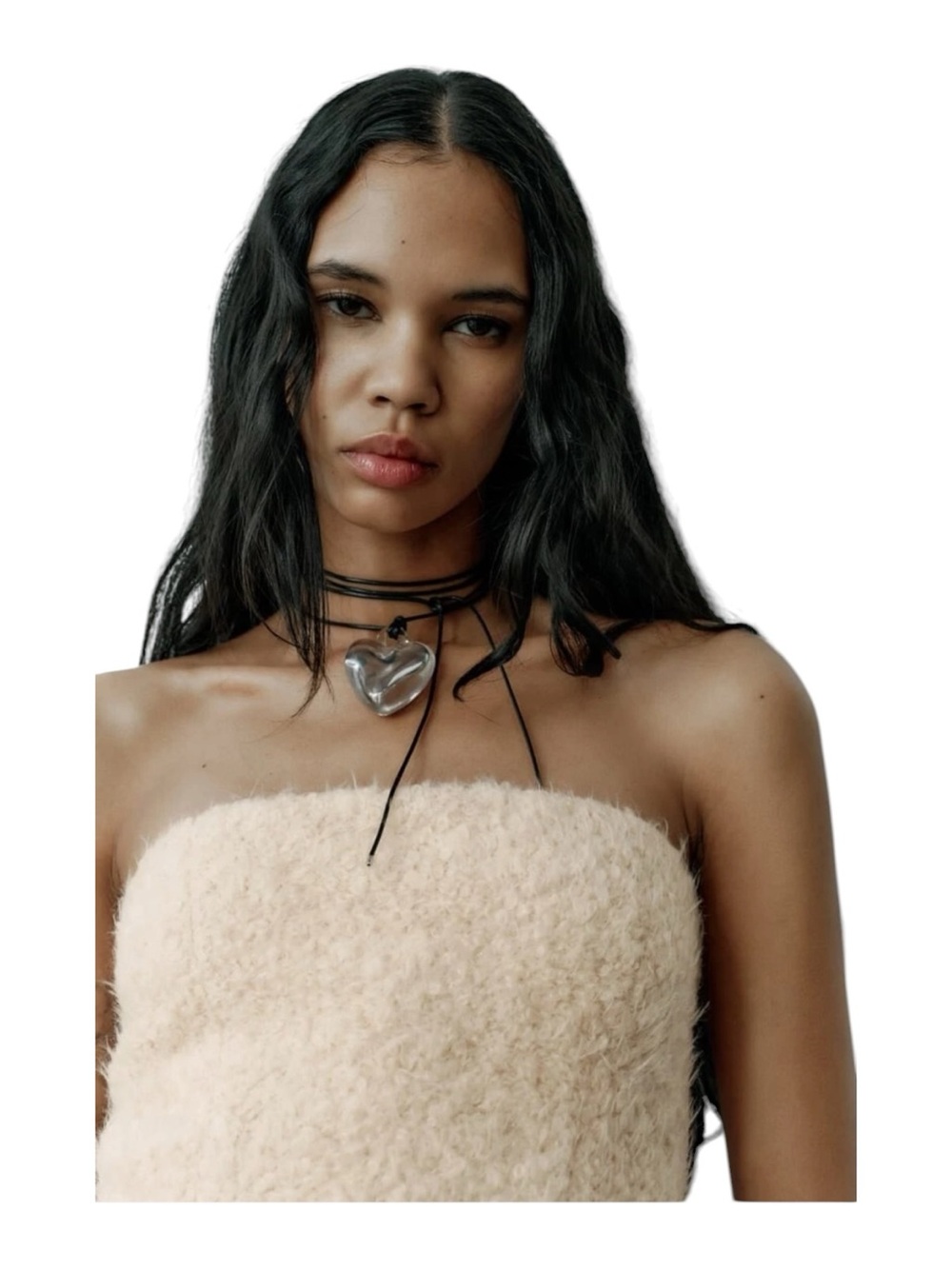 Zara Structured Strapless Top Cream Bouclé Textured Hidden Zip Size M NWOT - Picture 3 of 7